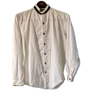 Vintage Roughrider White Dress Shirt with Black Trim Medium